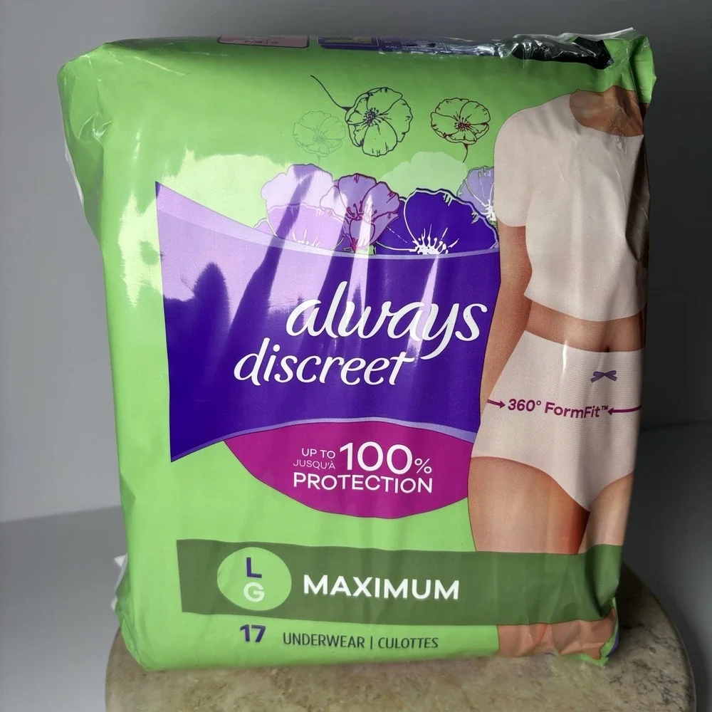 Always Discreet Incontinence Underwear‎ for Women Maximum Absorb, Large 17 Count